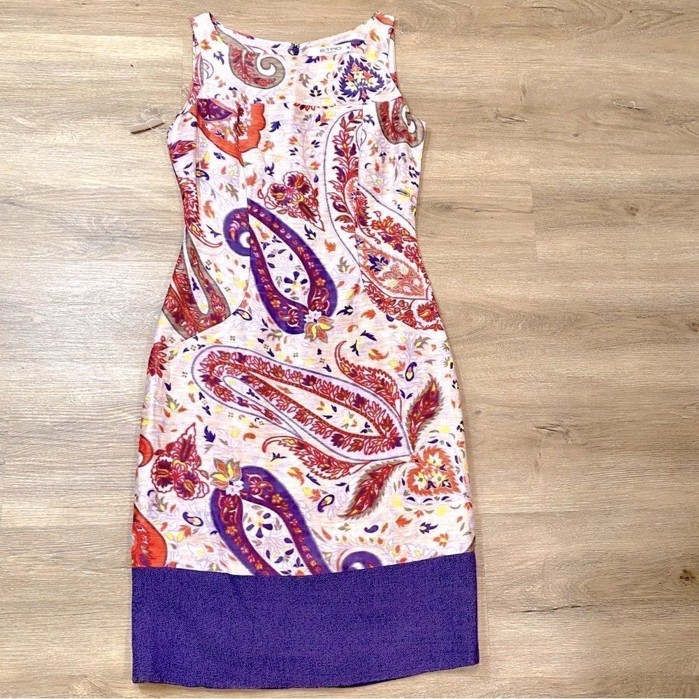 ETRO SILK LINEN BLENDED SLEEVELESS SHEATH DRESS 2 (38) NWT
